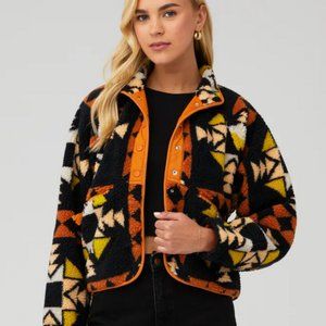 Free People FP Movement Rocky Ridge Fleece Jacket Button Front Black Medium New